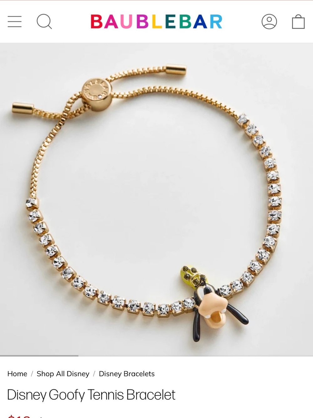 New Disney x Baublebar Goofy tennis bracelet